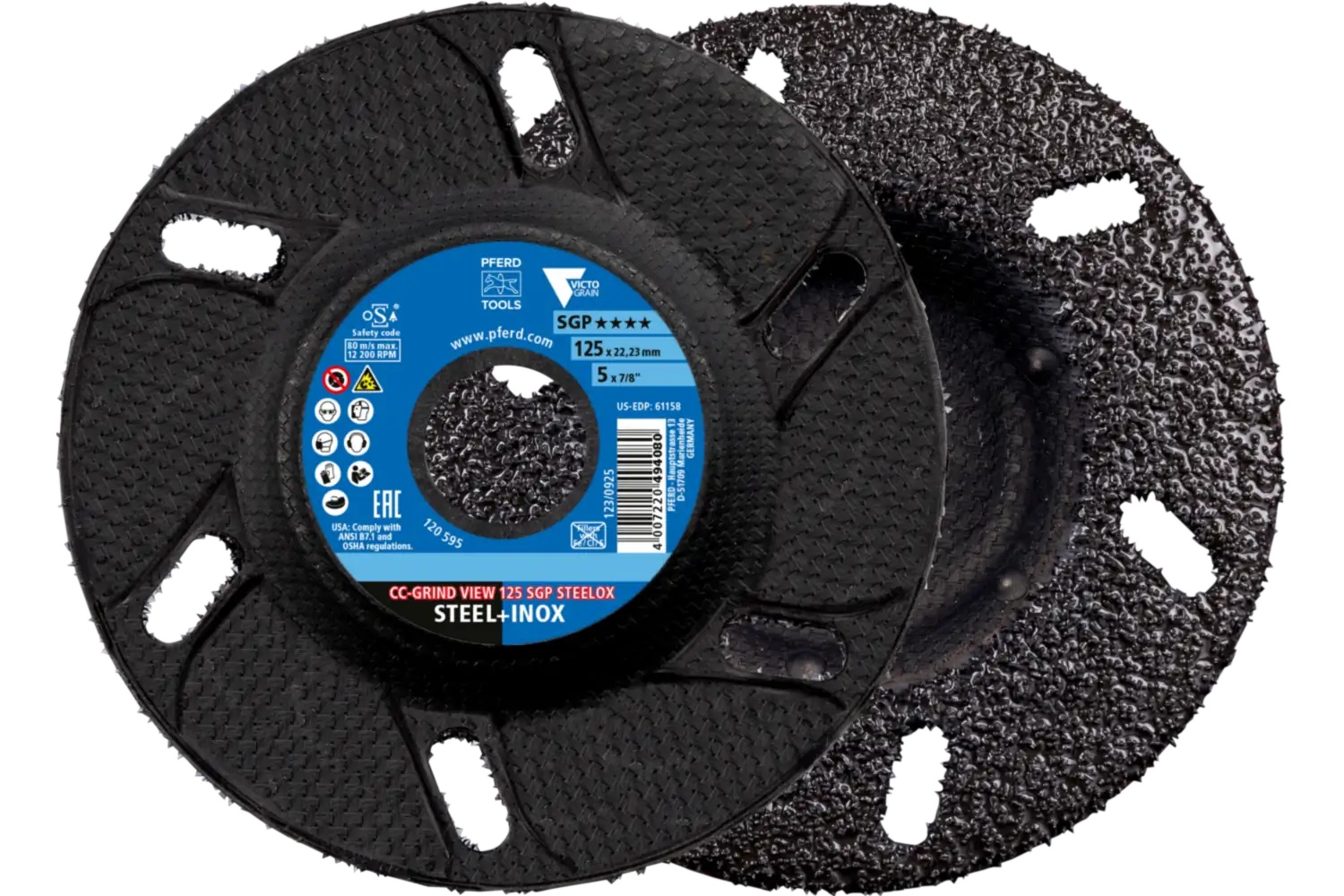 Picture of Pferd Grinding disc, CC-Grind® View, 5" x 7/8, SGP Steelox Victograin®, Ceramic